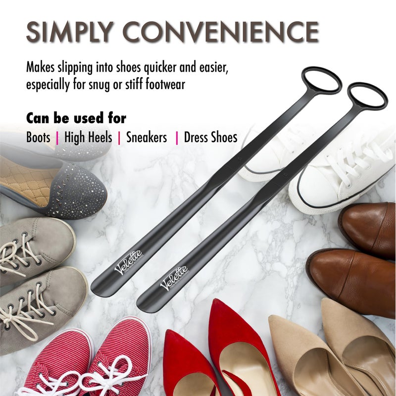 Velette 2-Pack 30" Extra Long Shoe Horn - Plastic Shoe Horn Long Handle for Seniors, Men, Women & Kids - Boot Horns, Shoehorn Long-Handle, Elderly Must Haves - Shoes Spoon, Helper, Gifts for Seniors - Image 3